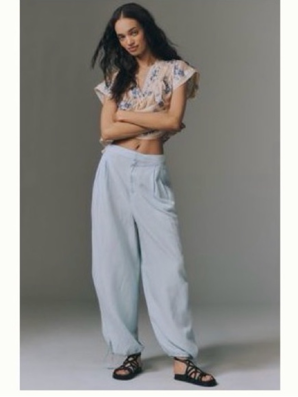 Anthropologie Pale Blue Wide-Leg Balloon Pants 8